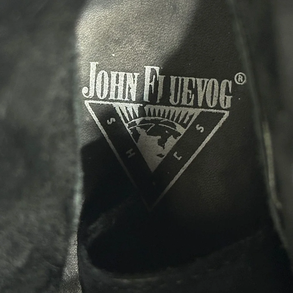 John Fluevog Henley Boots Mens 10 Black Suede Square Toe Lace Up Ankle Boots